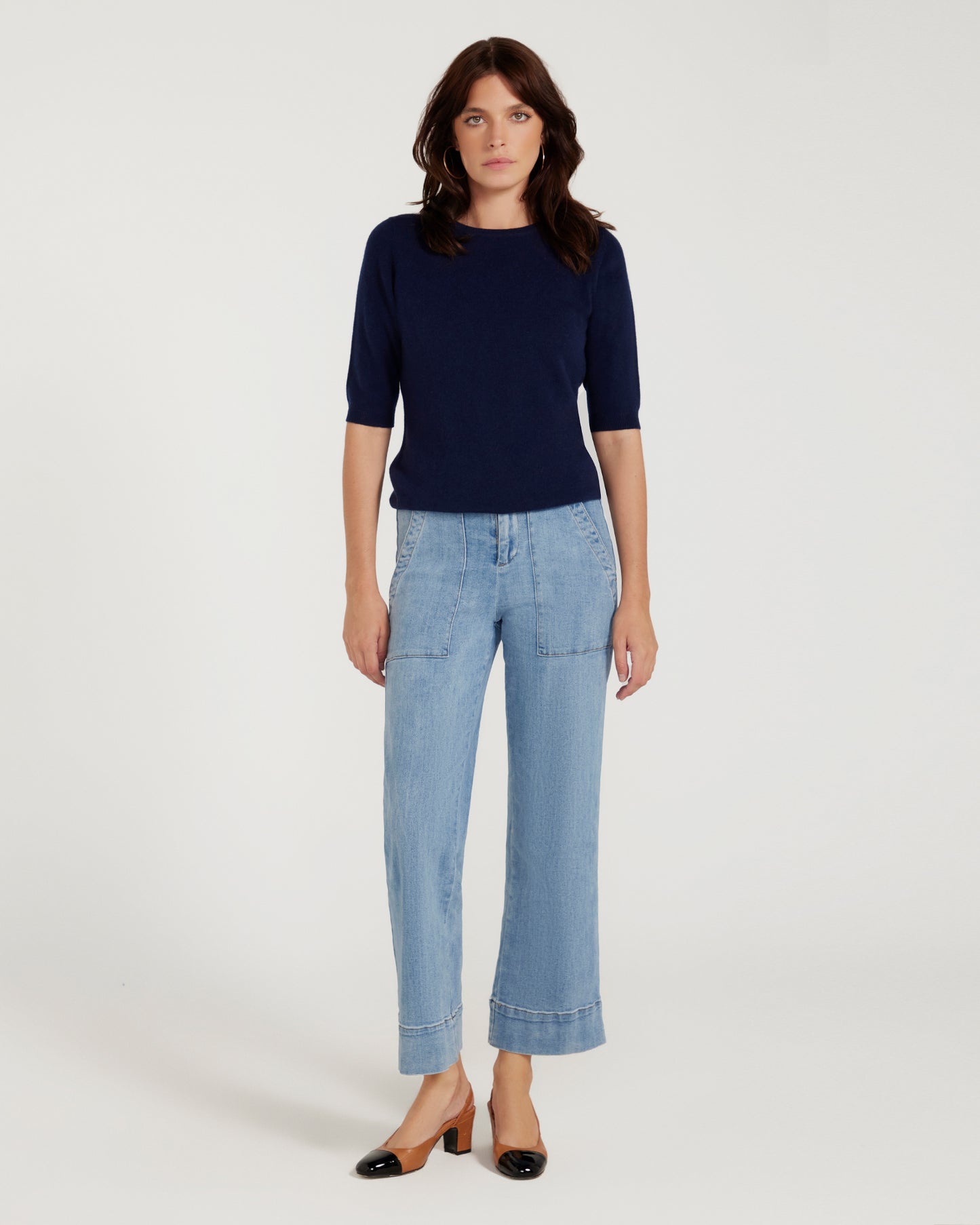Margaux Knit Top In Cashmere & Wool - NAVY BLUE