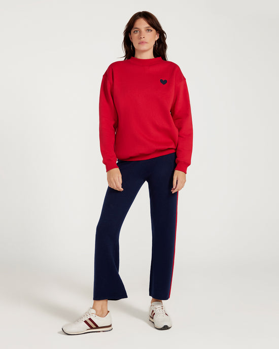 Cashmere & Wool Pant - Navy Blue With Red Stripe