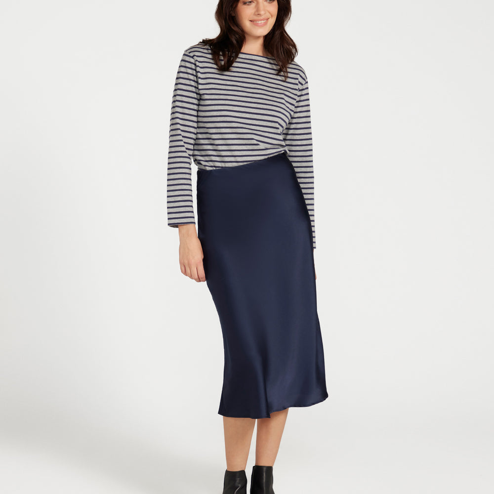 
                      
                        Breton Boat Neck Top- Grey Base Navy Stripe
                      
                    