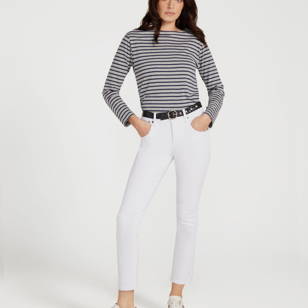 
                      
                        Breton Boat Neck Top- Grey Base Navy Stripe
                      
                    