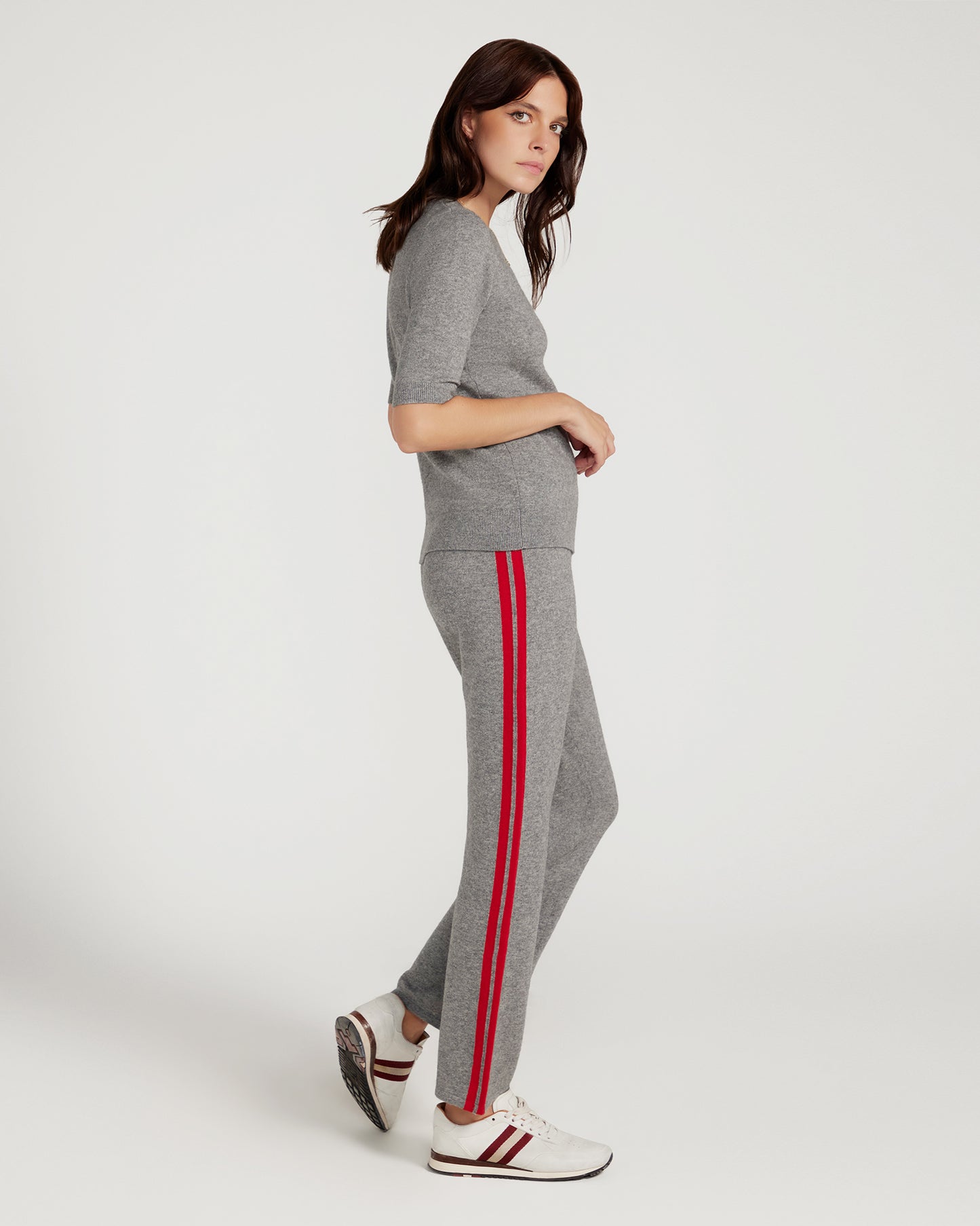 Cashmere & Wool Pant - Grey With Red Stripe