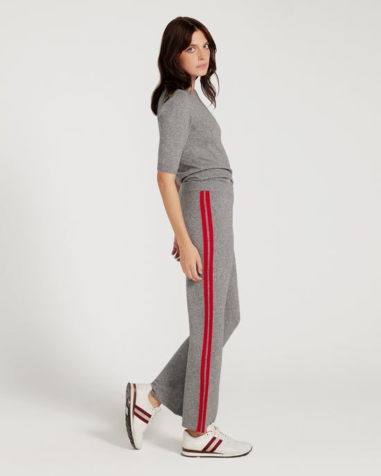 Cashmere & Wool Pant - Grey With Red Stripe
