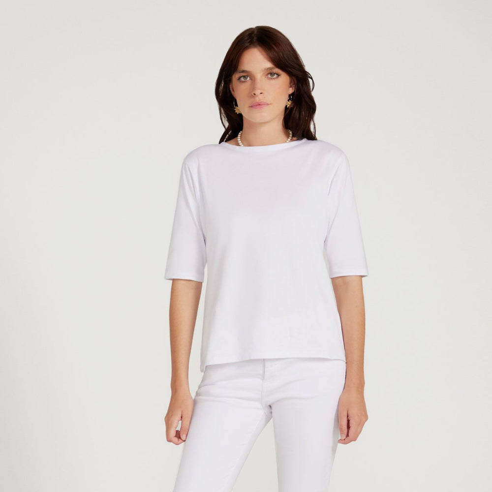 The Birkin Basic White Tee Boat Neck