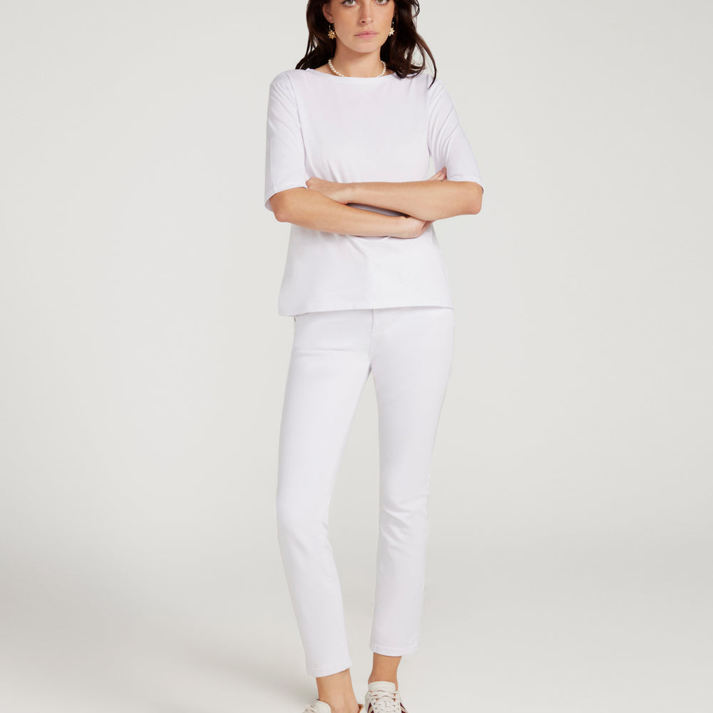 
                      
                        The Birkin Basic White Tee Boat Neck
                      
                    