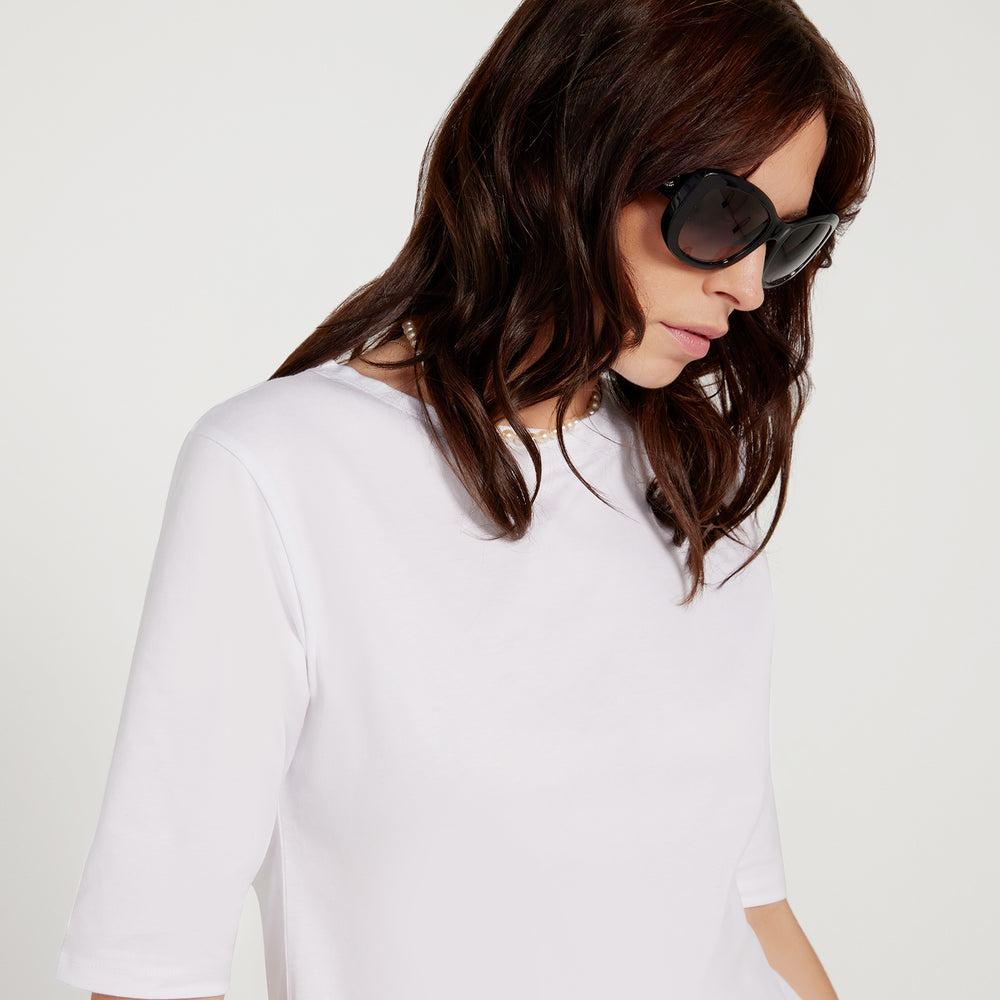 The Birkin Basic White Tee Boat Neck