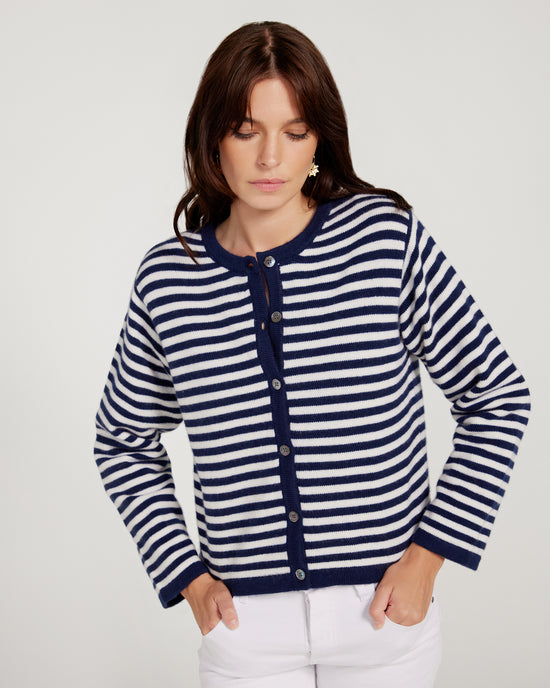 Lux Cashmere & Wool Beatrice Cardigan - Navy Blue