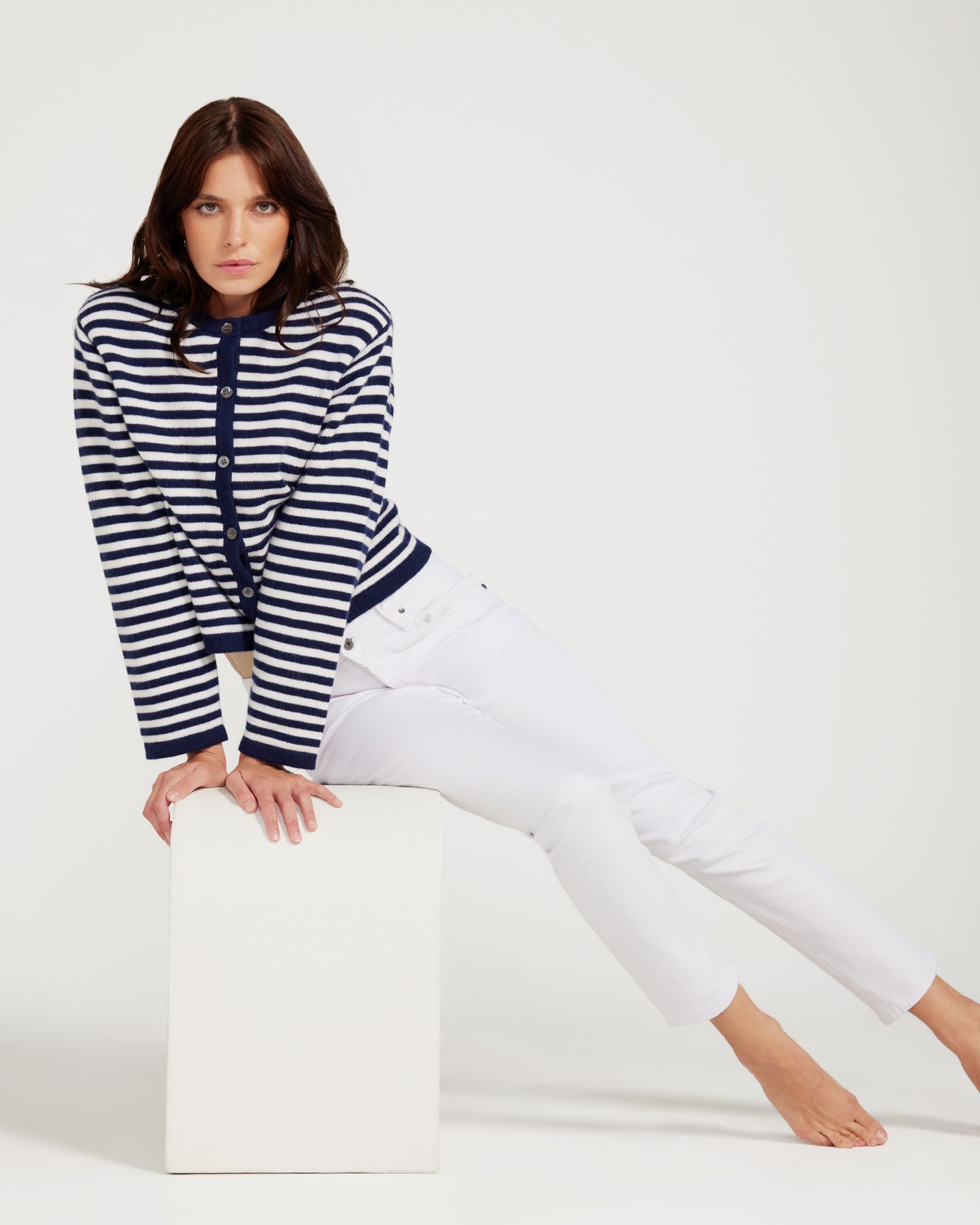 Lux Cashmere & Wool Beatrice Cardigan - Navy Blue