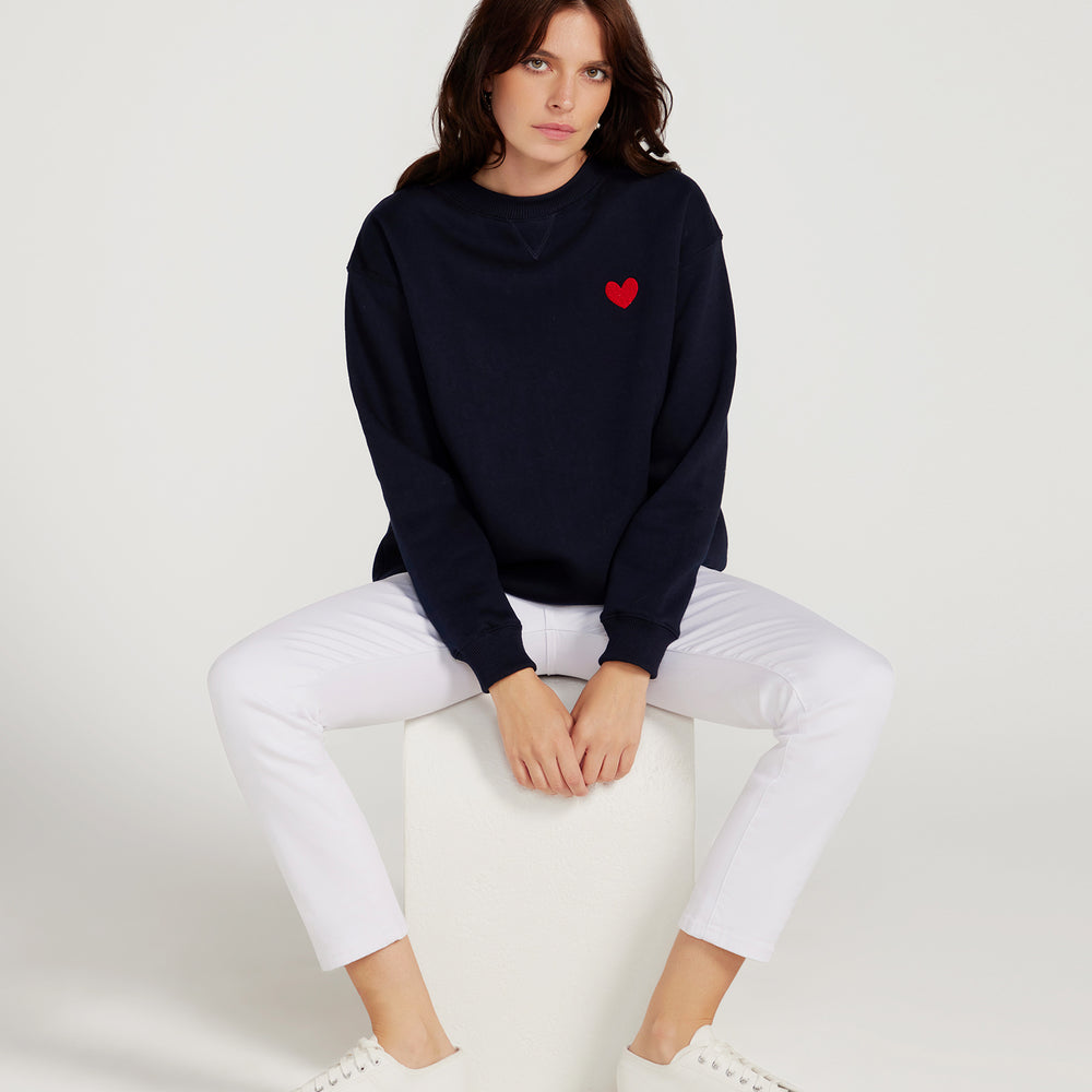 Jac Cadeaux Crew Neck Sweatshirt Navy Blue