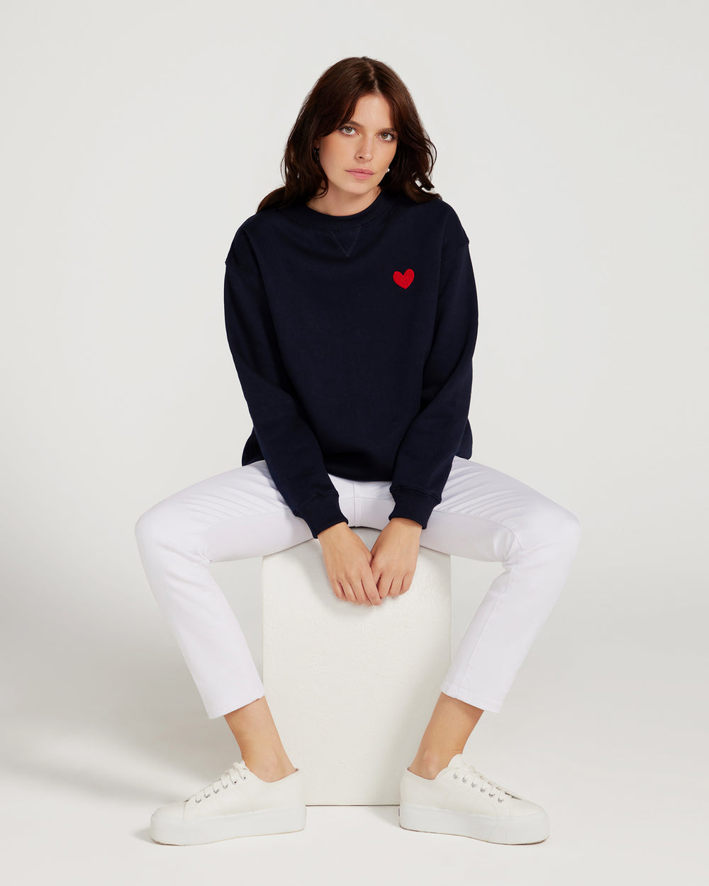 Jac Cadeaux Crew Neck Sweatshirt Navy Blue