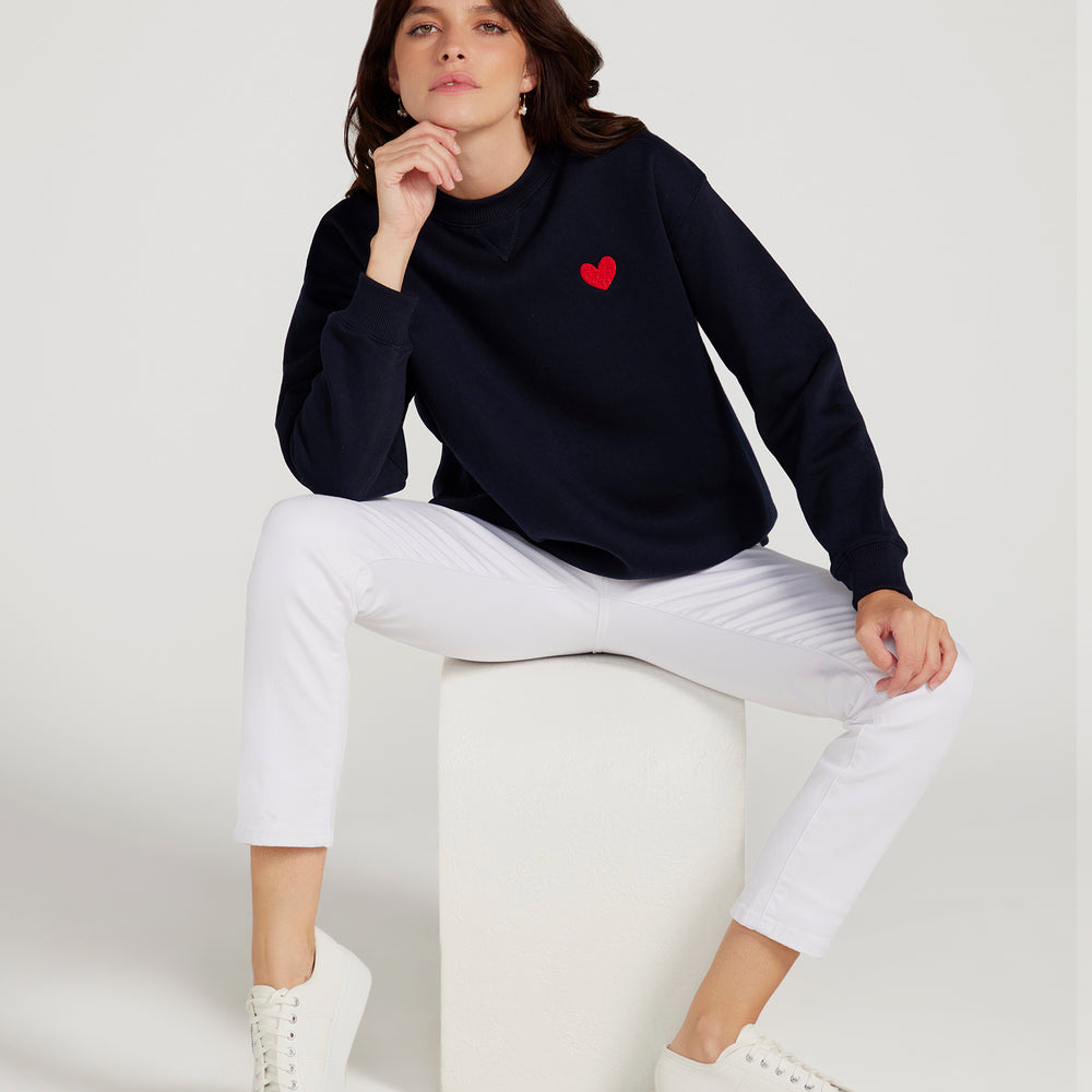 Jac Cadeaux Crew Neck Sweatshirt Navy Blue