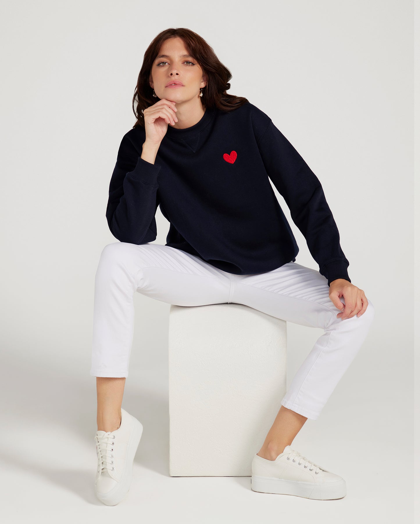 Jac Cadeaux Crew Neck Sweatshirt Navy Blue