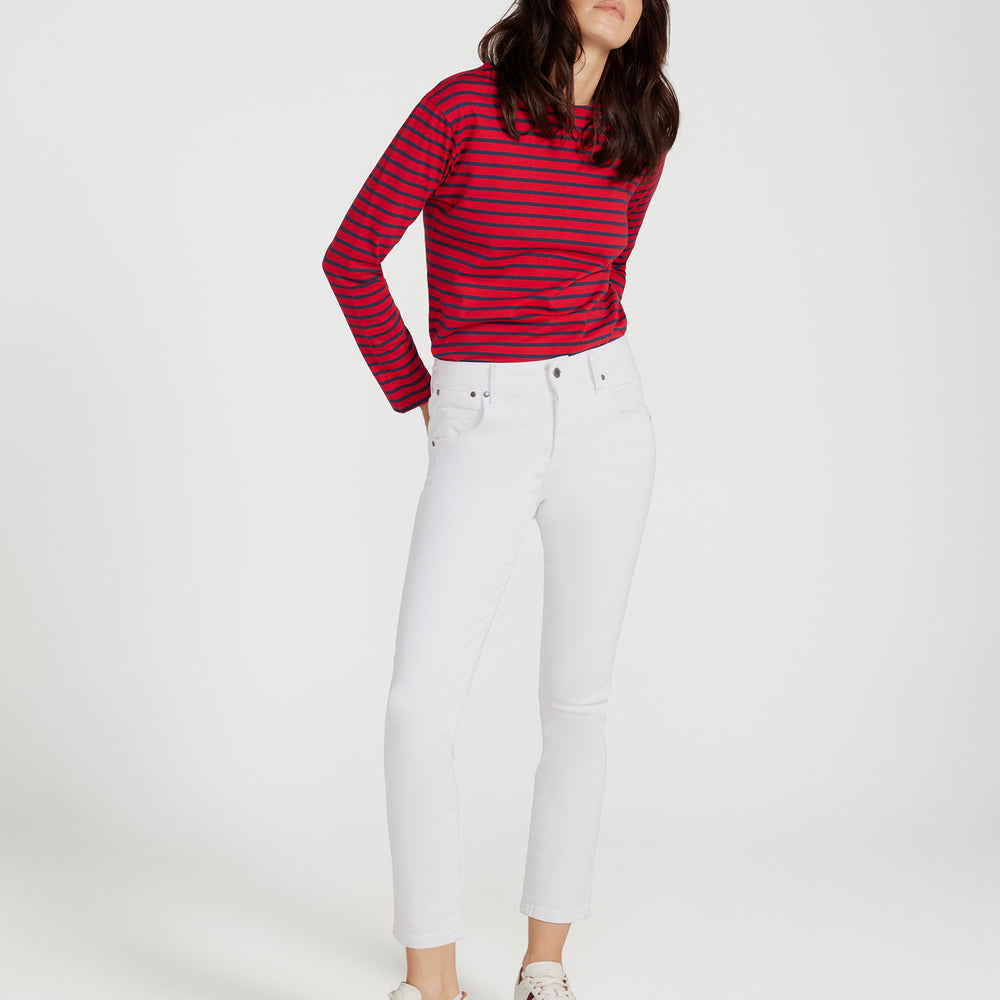 
                      
                        Breton Boat Neck Top- Red Base Navy Stripe
                      
                    