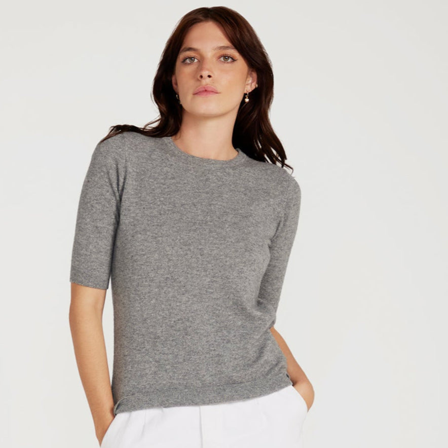 Margaux Grey Knit Top Cashmere & Wool