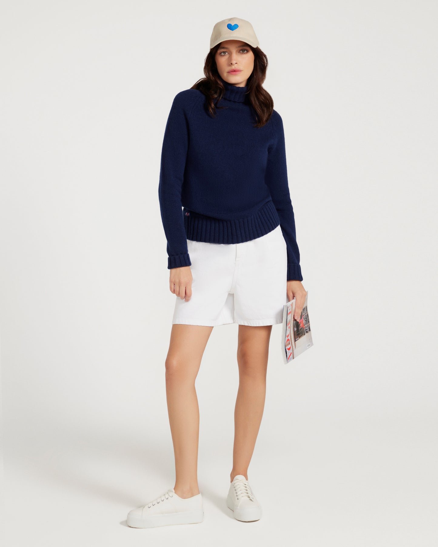 Lux Cashmere & Wool Navy Blue Polo Neck Jumper