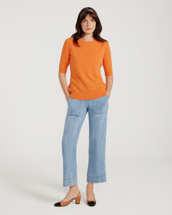 Margeaux Knit Top In Cashmere & Wool - ORANGE