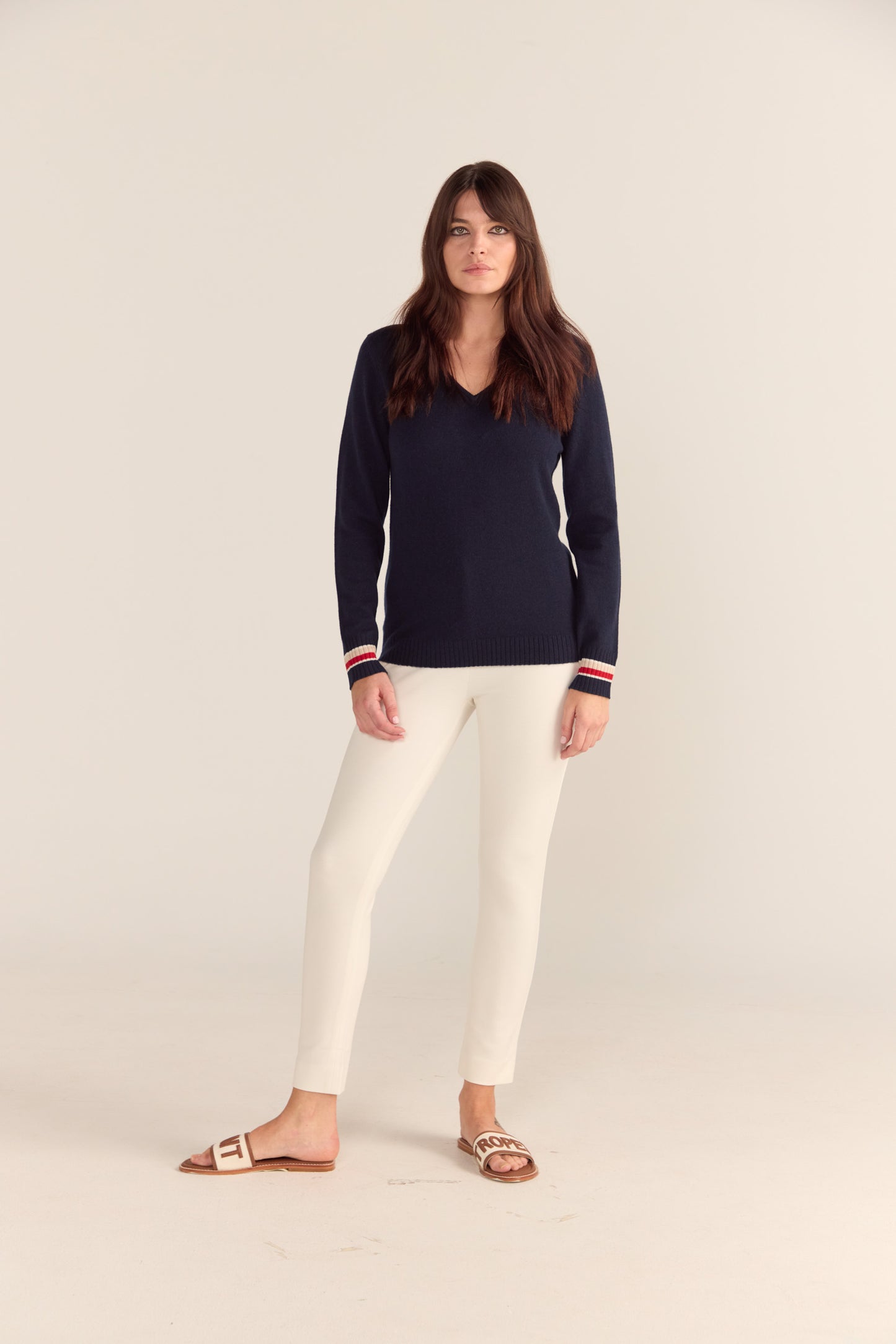 Ava V-Neck Sweater Navy Blue