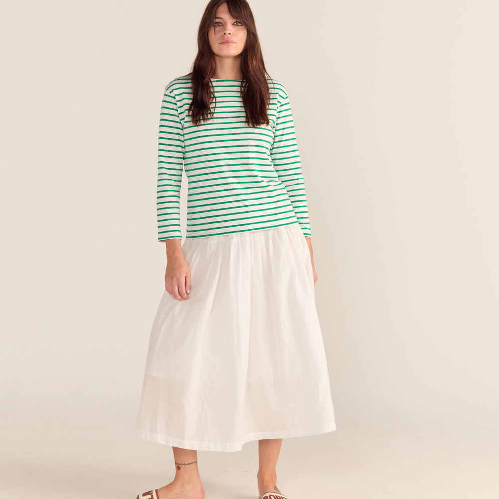 Green Breton Stripe French Top White Base Green Stripe