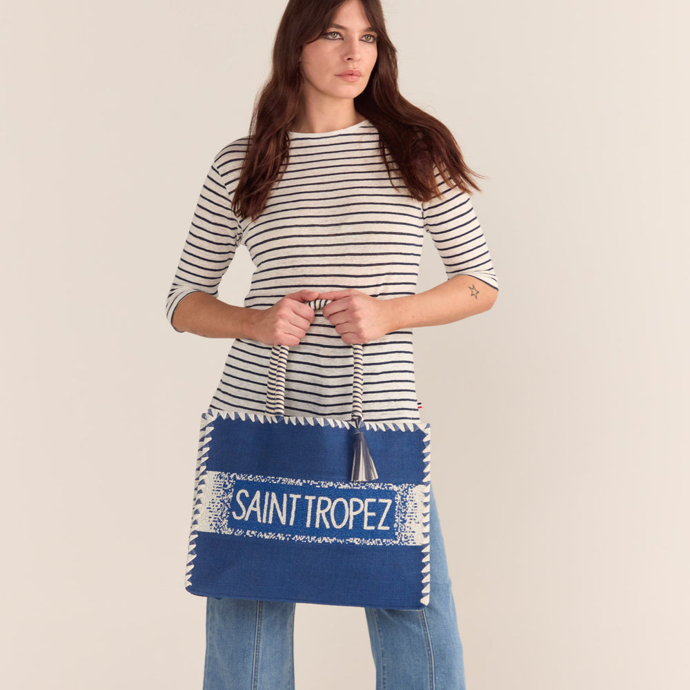 
                      
                        SAINT TROPEZ CANVAS TOTE - BLUE
                      
                    