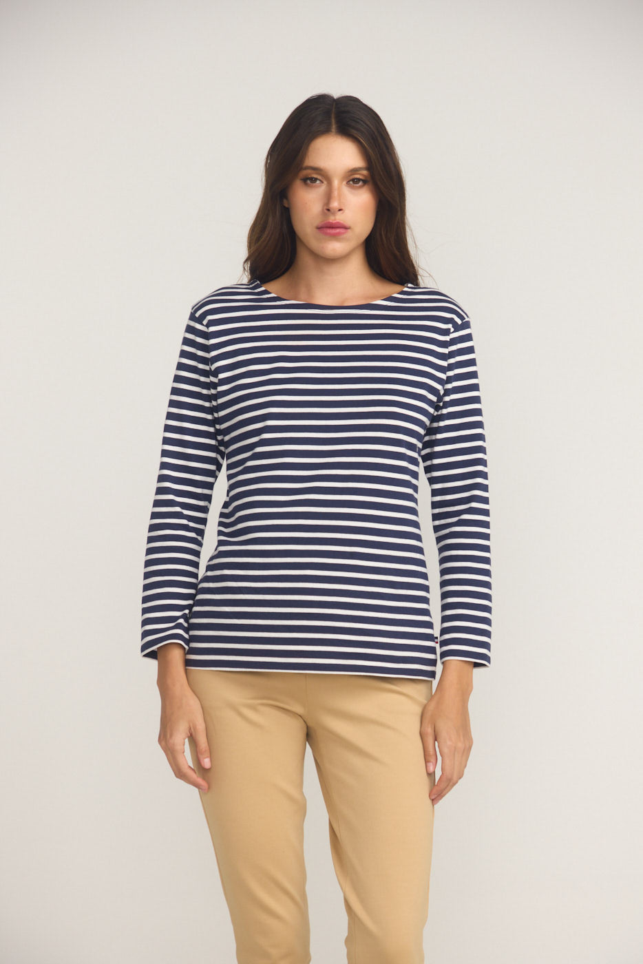 Breton Boat Neck Top- Navy Base White Stripe