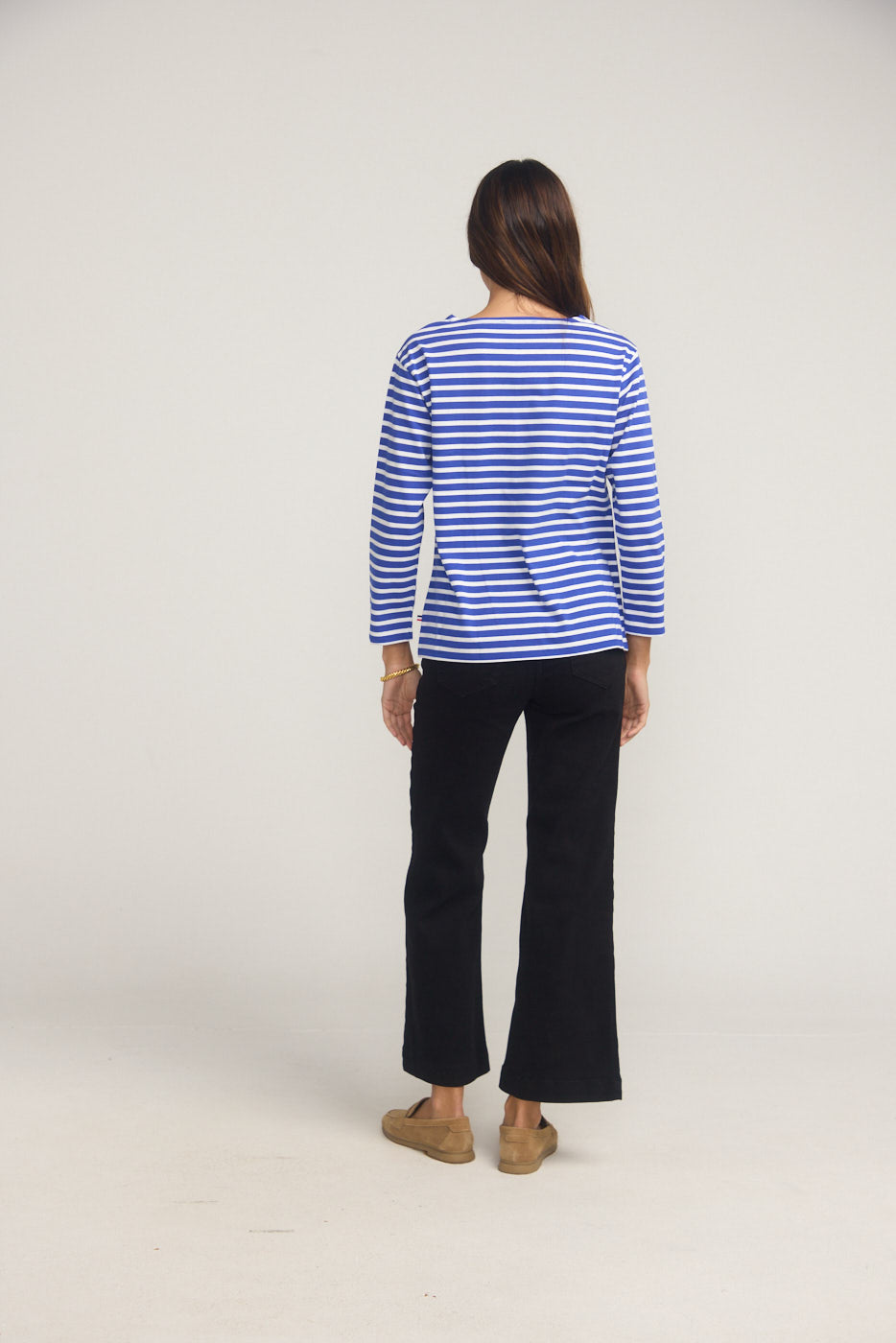 French Breton Boat Neck Top- Royal Blue Base White Stripe