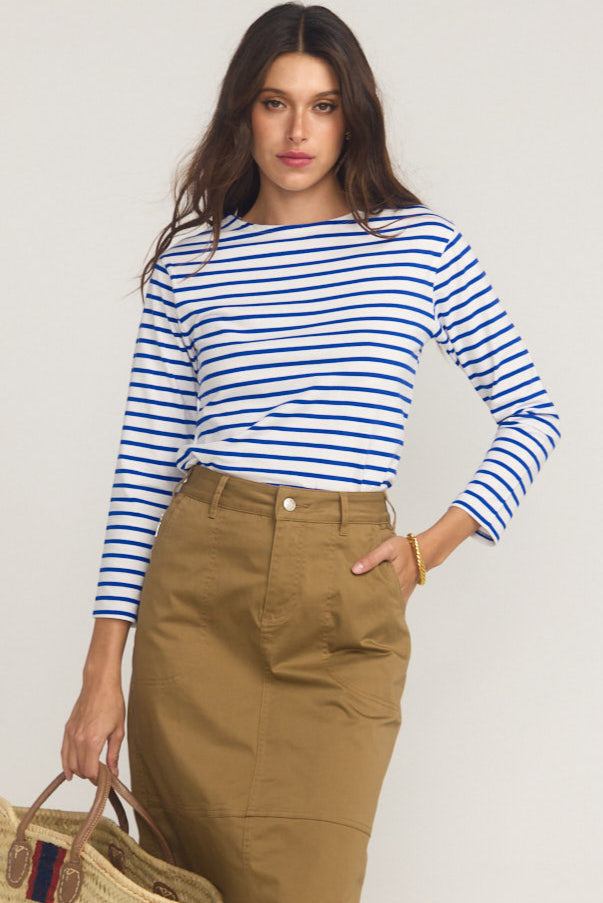 Breton Royal Blue Stripe Top White Base Royal Stripe