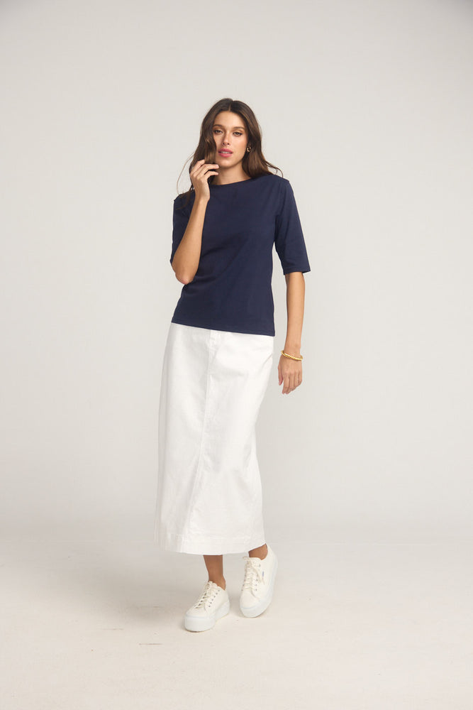 The Birkin Basic Bleu Tee - Boat Neck