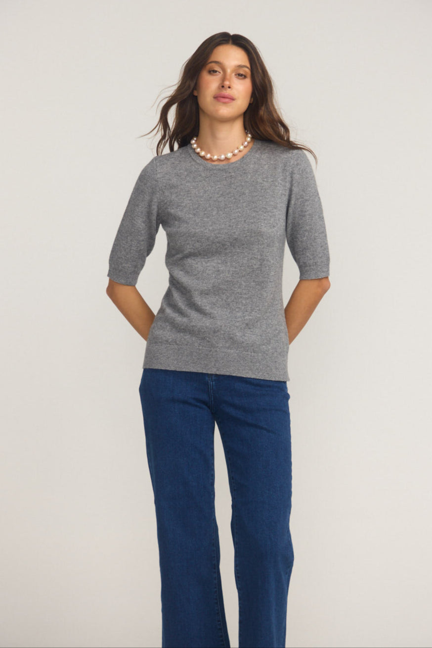 Margaux Grey Knit Top Cashmere & Wool