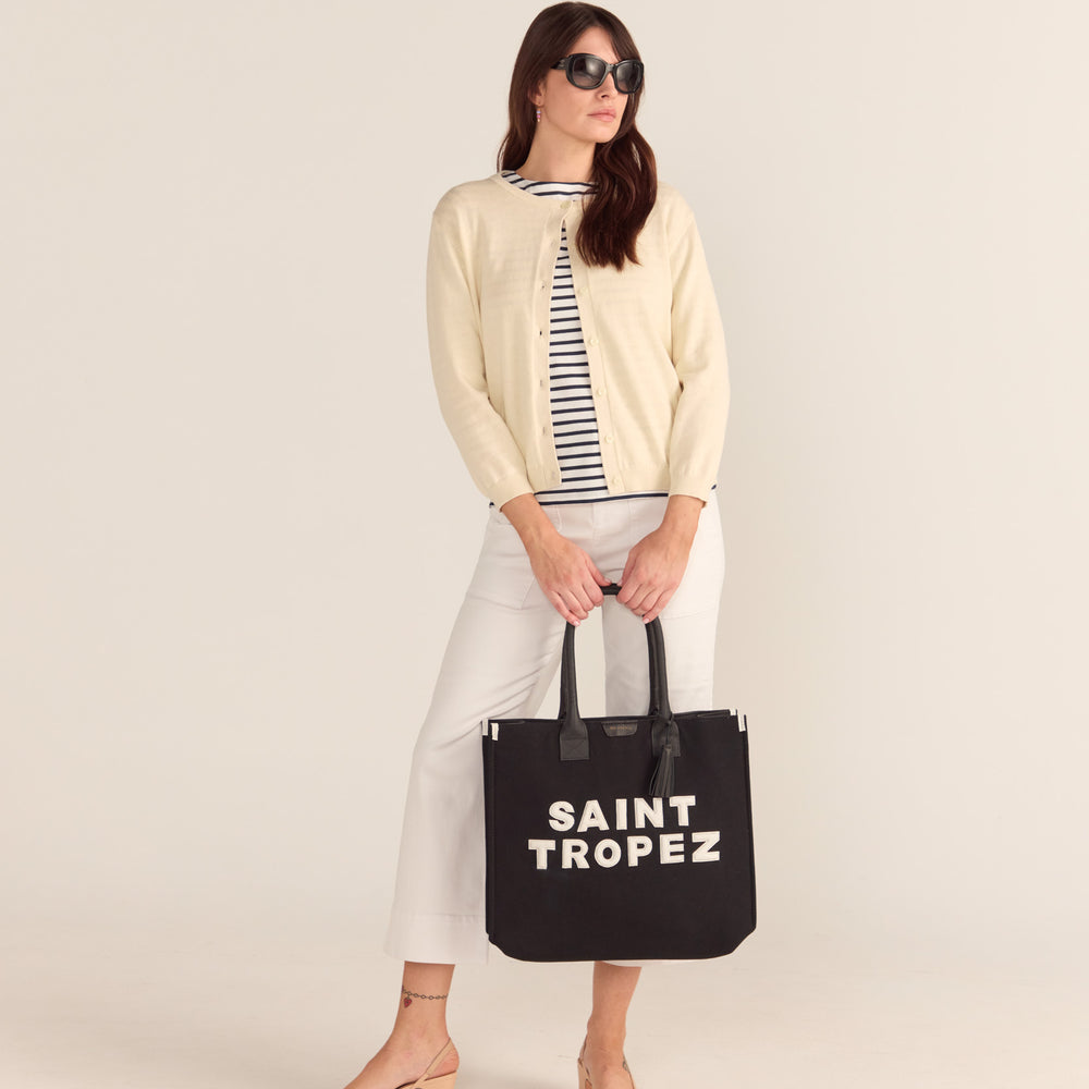 SAINT TROPEZ CANVAS TOTE - BLACK