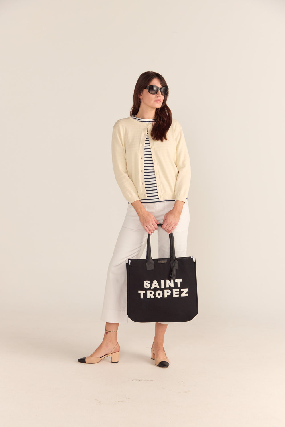 SAINT TROPEZ CANVAS TOTE - BLACK