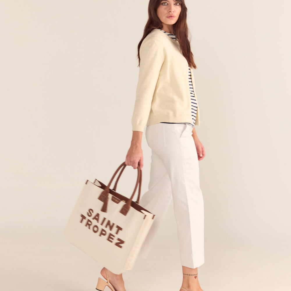 SAINT TROPEZ CANVAS TOTE - TAN