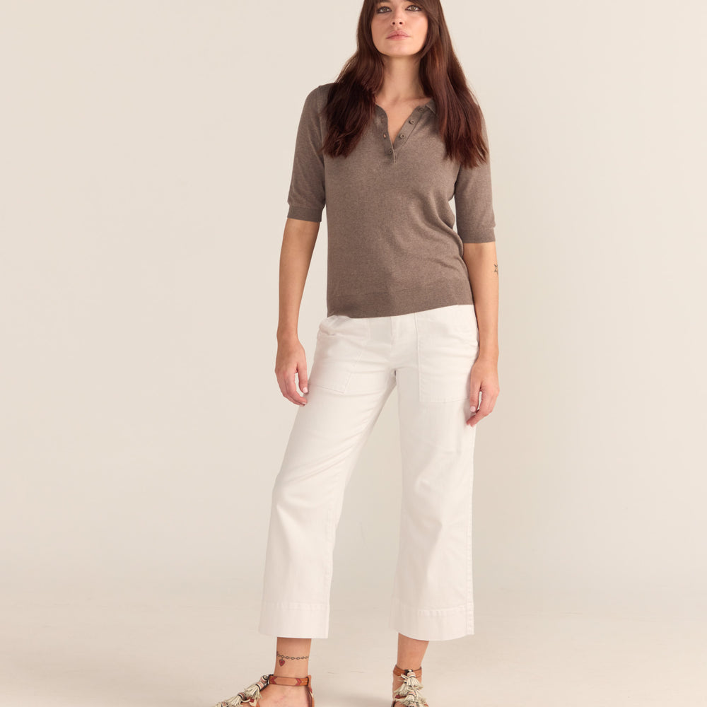 Cotton And Cashmere Polo Top MOCHA - PREORDER END AUGUST