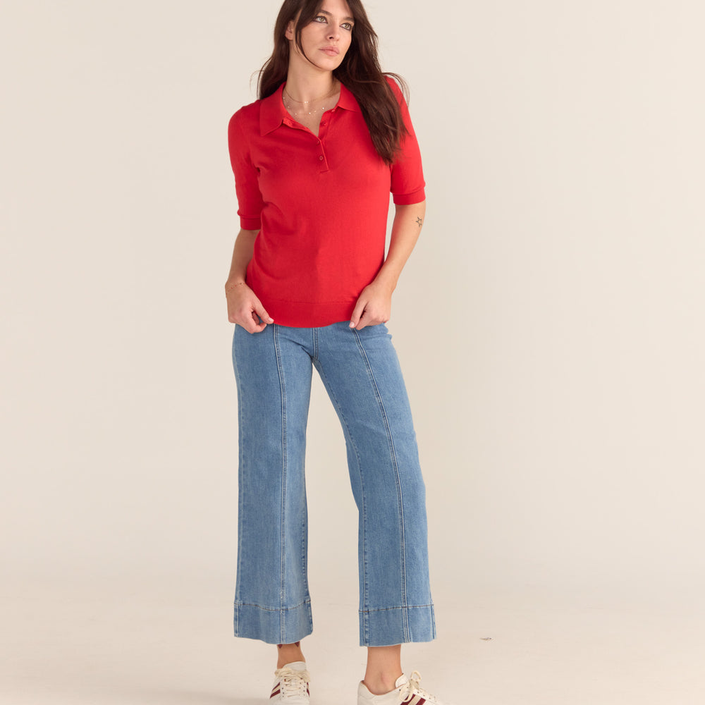 
                      
                        Cotton And Cashmere Polo Top - Red
                      
                    