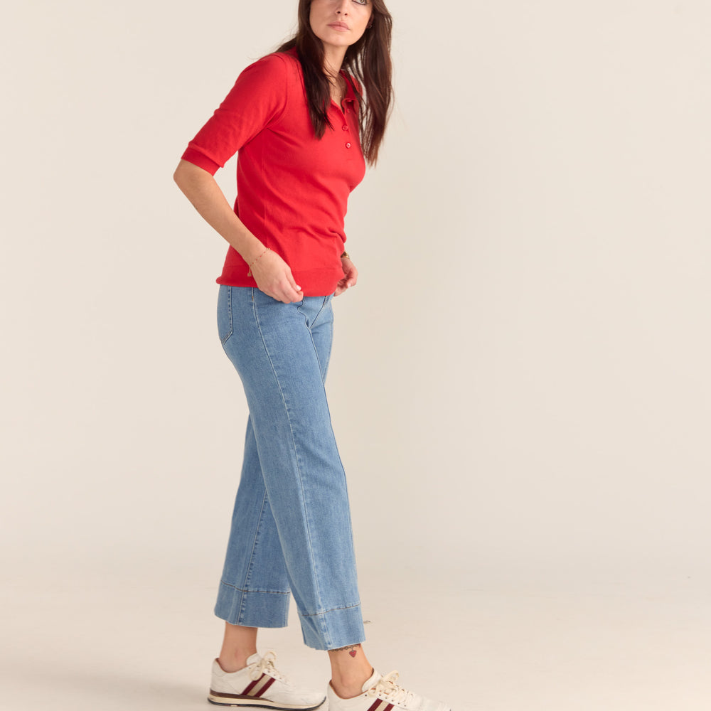 
                      
                        Cotton And Cashmere Polo Top - Red
                      
                    