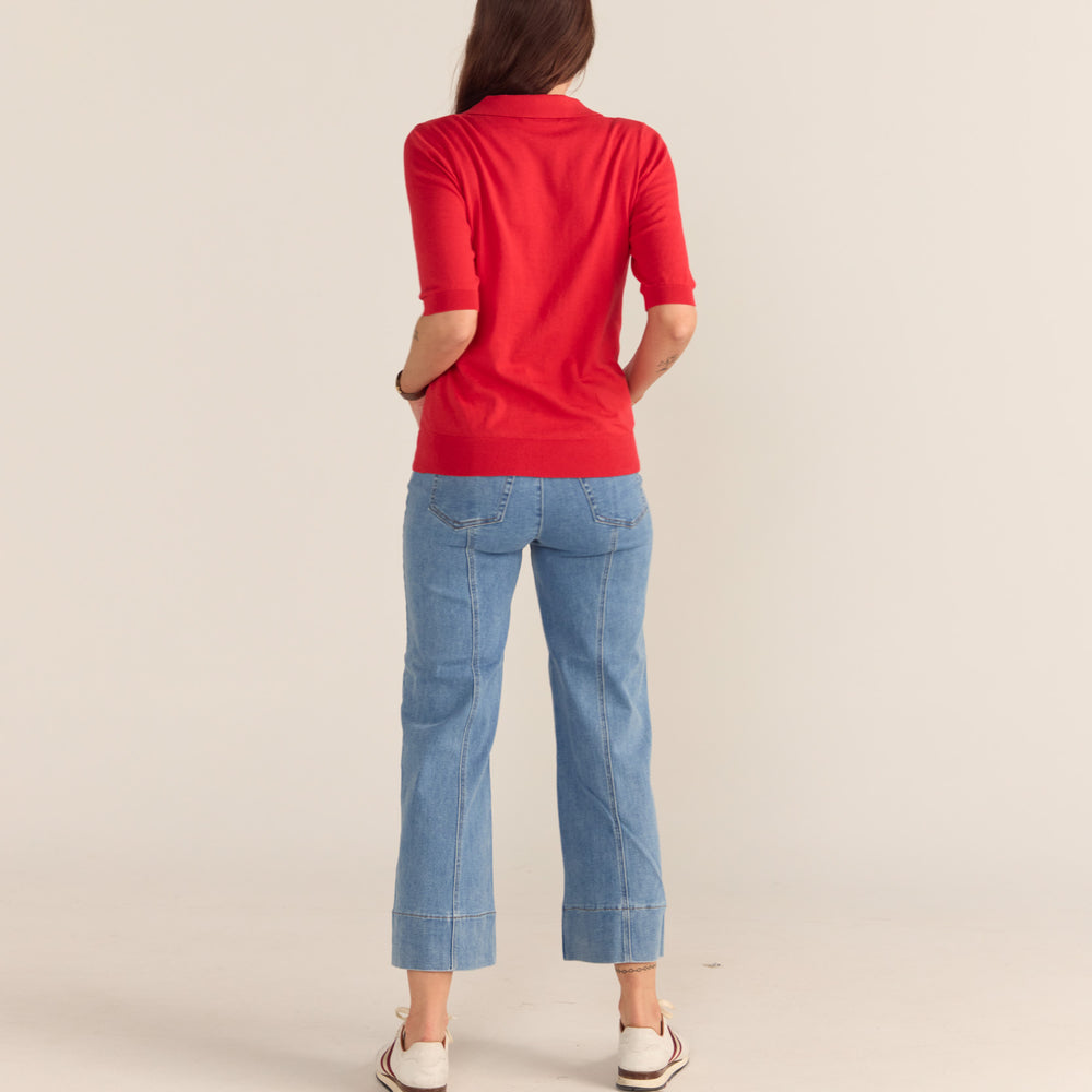 
                      
                        Cotton And Cashmere Polo Top - Red
                      
                    