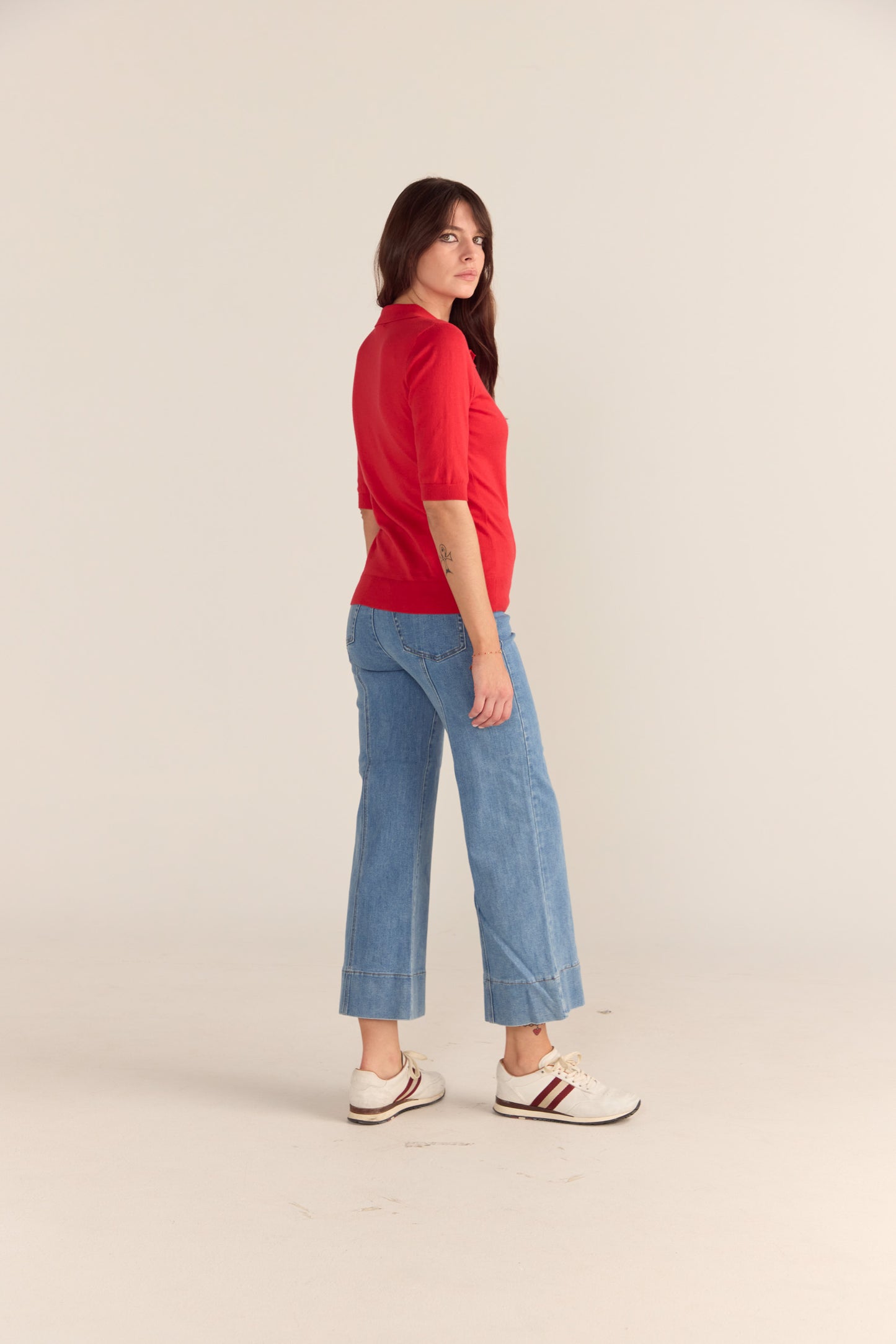 Cotton And Cashmere Polo Top - Red - PREORDER END AUGUST