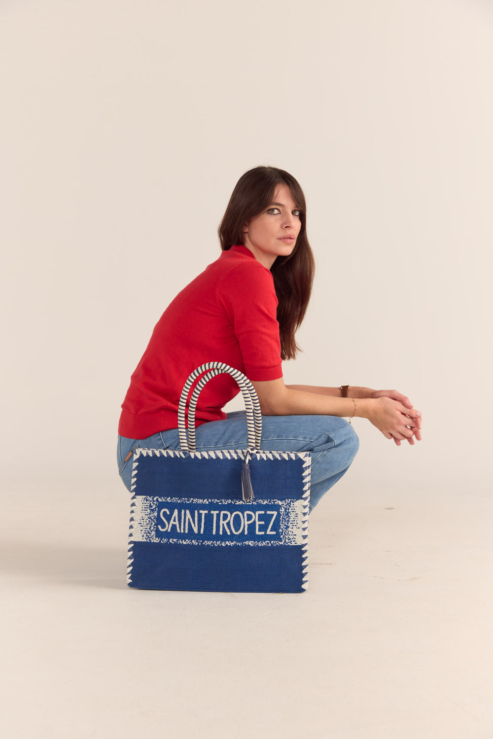 SAINT TROPEZ CANVAS TOTE - BLUE