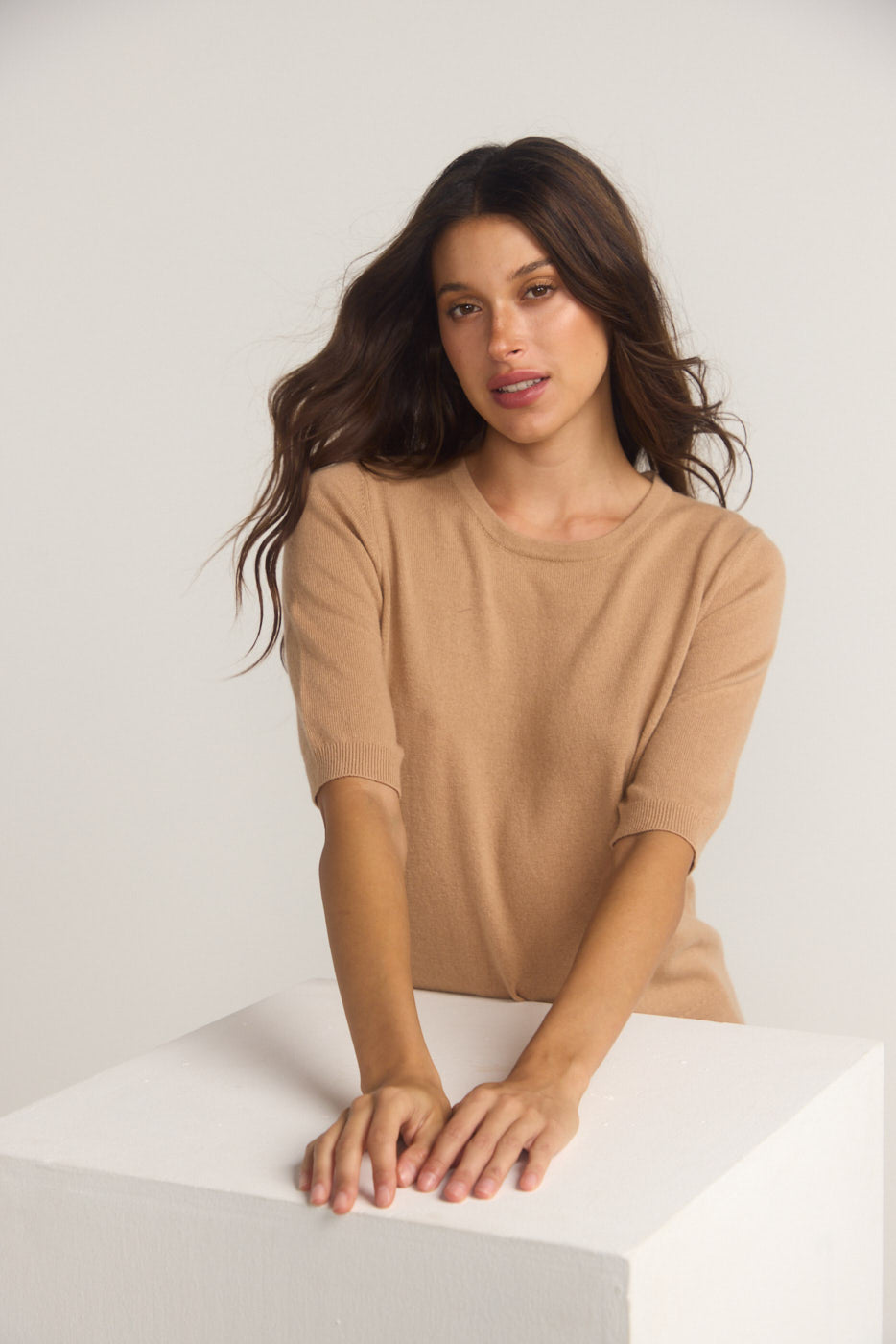 Margaux Knit Top In Cashmere & Wool - Hazelnut