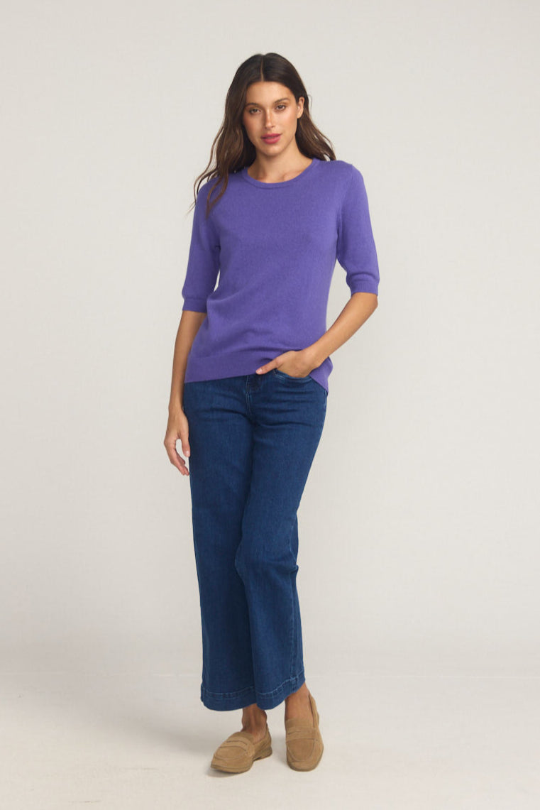 Margaux Knit Top In Cashmere & Wool - Lavender