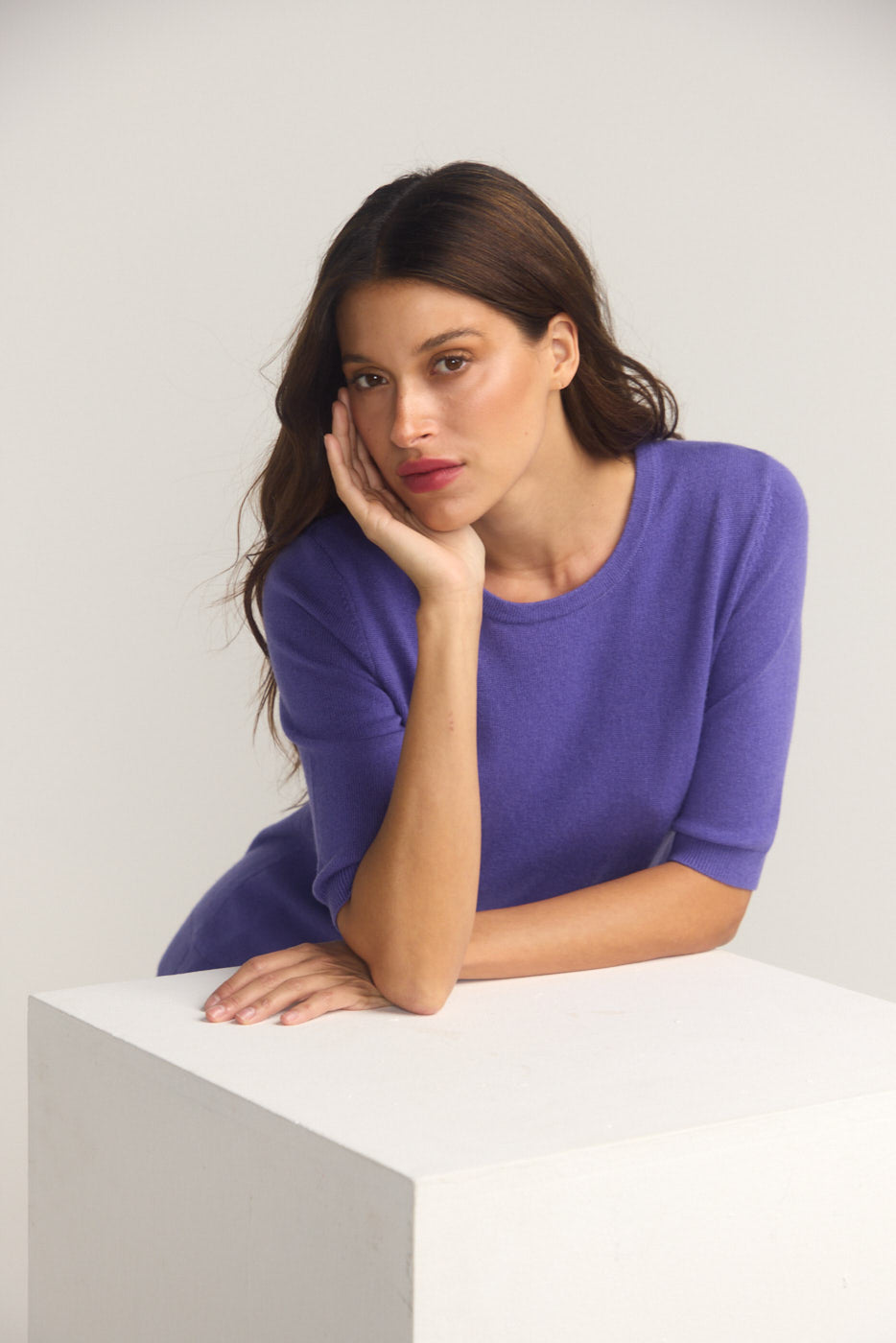 Margaux Knit Top In Cashmere & Wool - Lavender