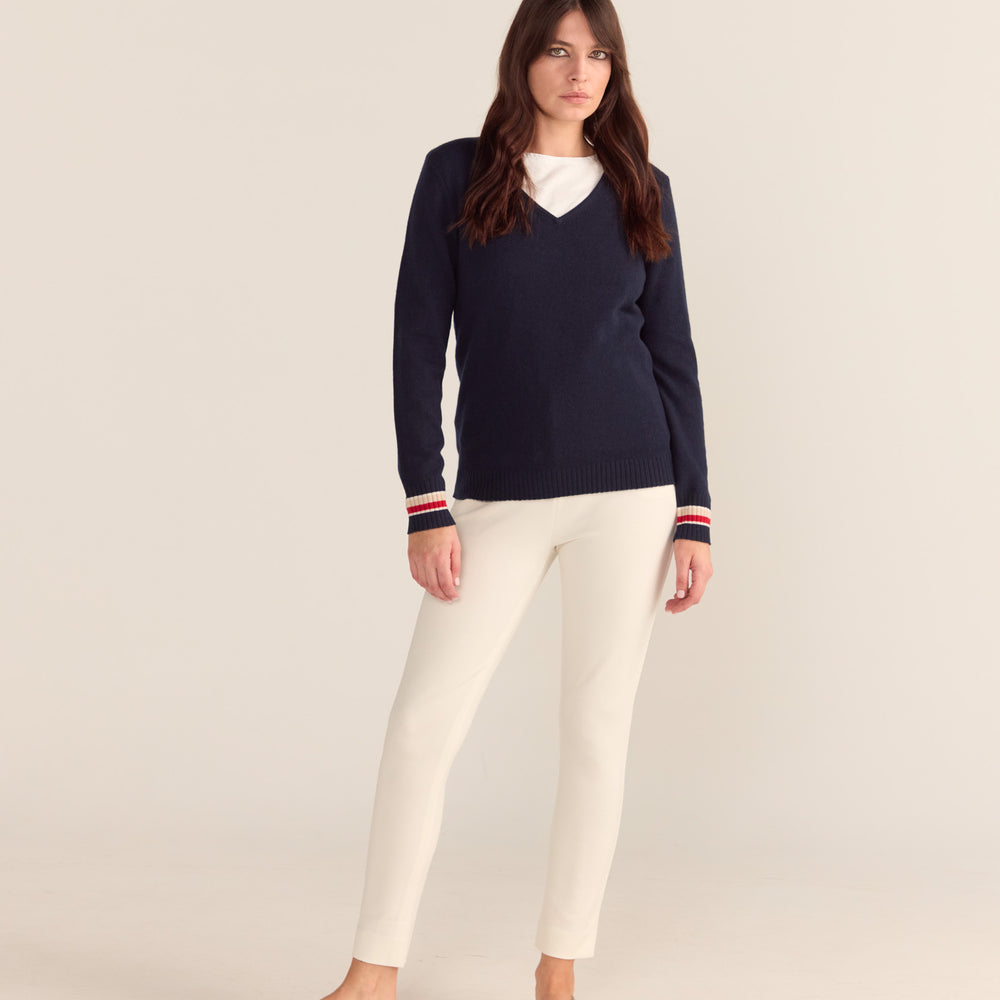 Ava V-Neck Sweater Navy Blue