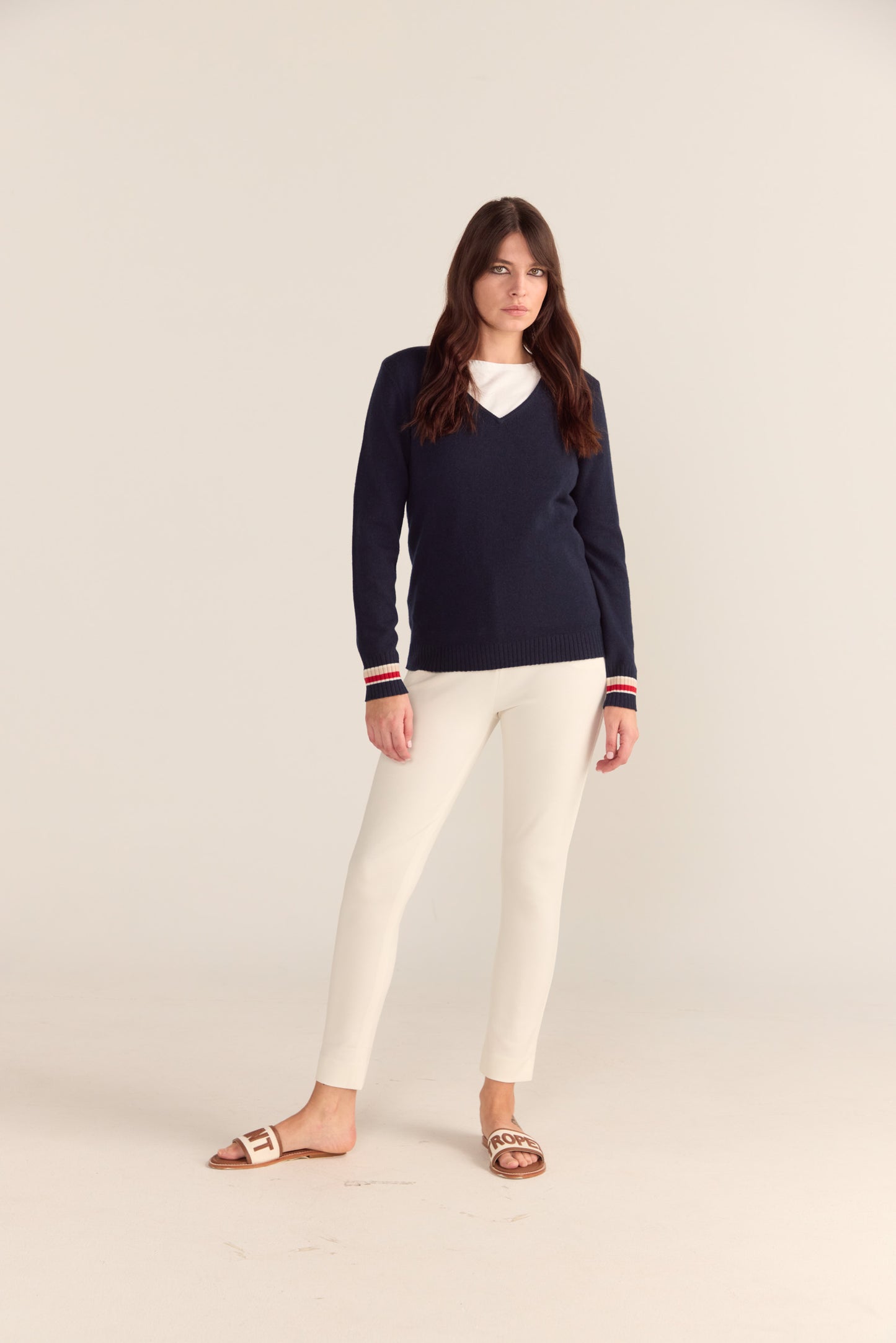 Ava V-Neck Sweater Navy Blue