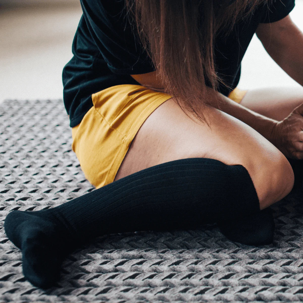 Knee High Merino Wool Navy Socks