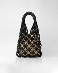 Rome Black Gold Crochet Shoulder Bag