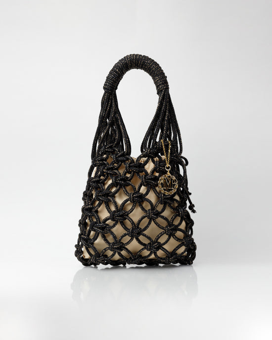 Rome Black Gold Crochet Shoulder Bag