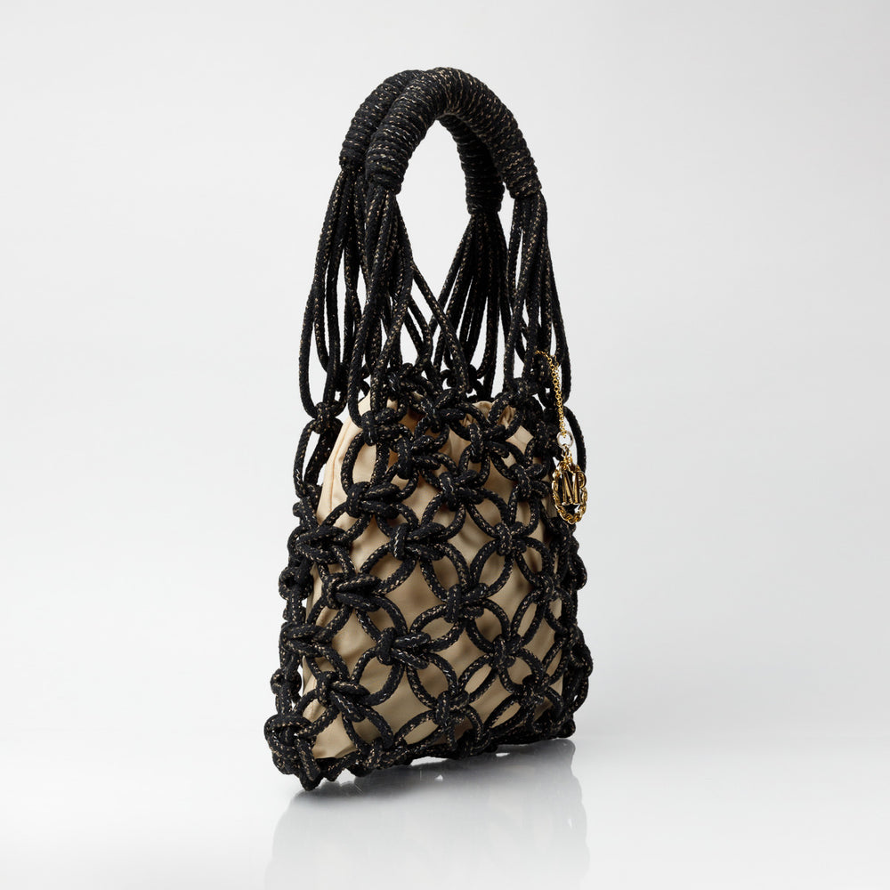 
                      
                        Rome Black Gold Crochet Shoulder Bag
                      
                    