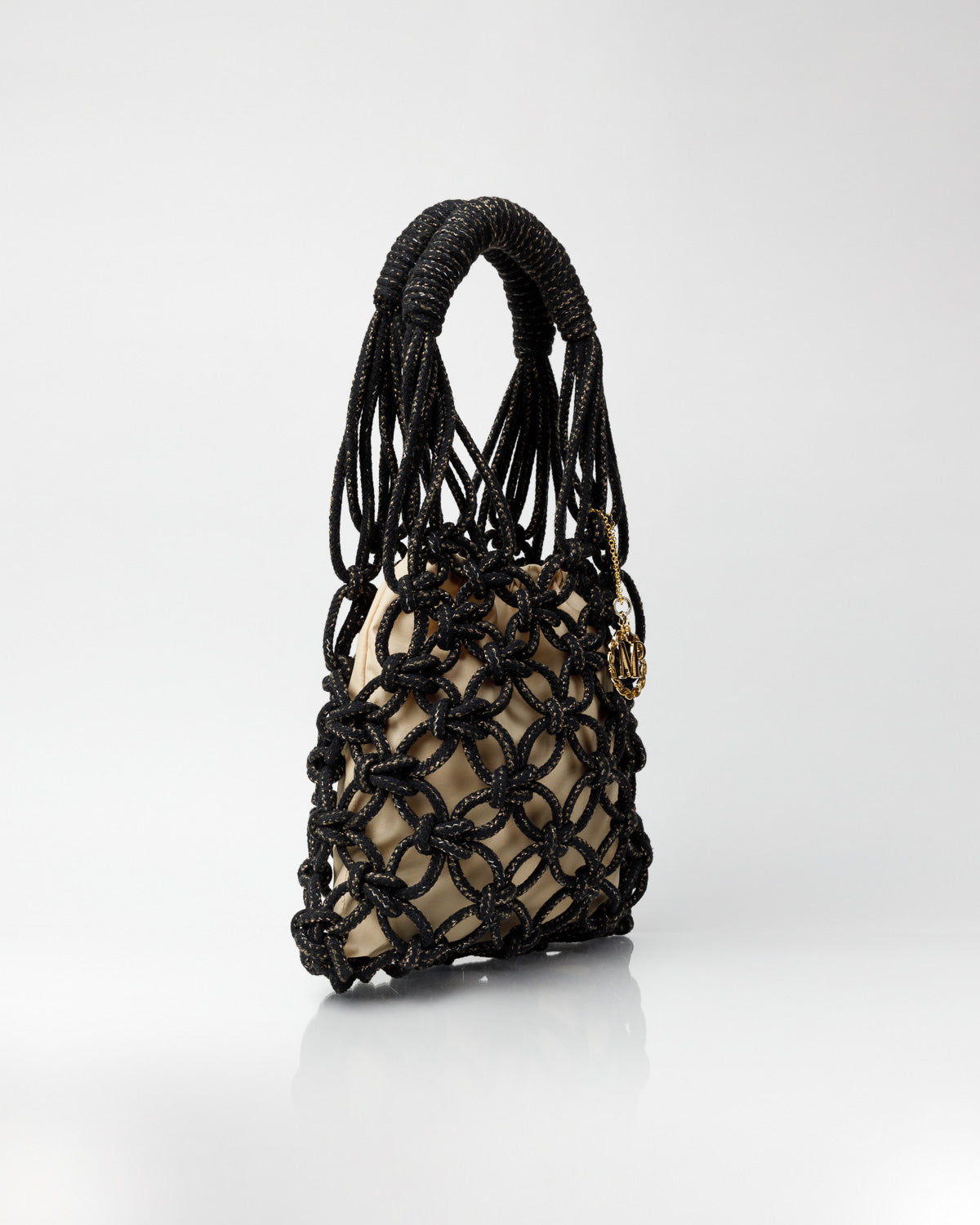 Rome Black Gold Crochet Shoulder Bag