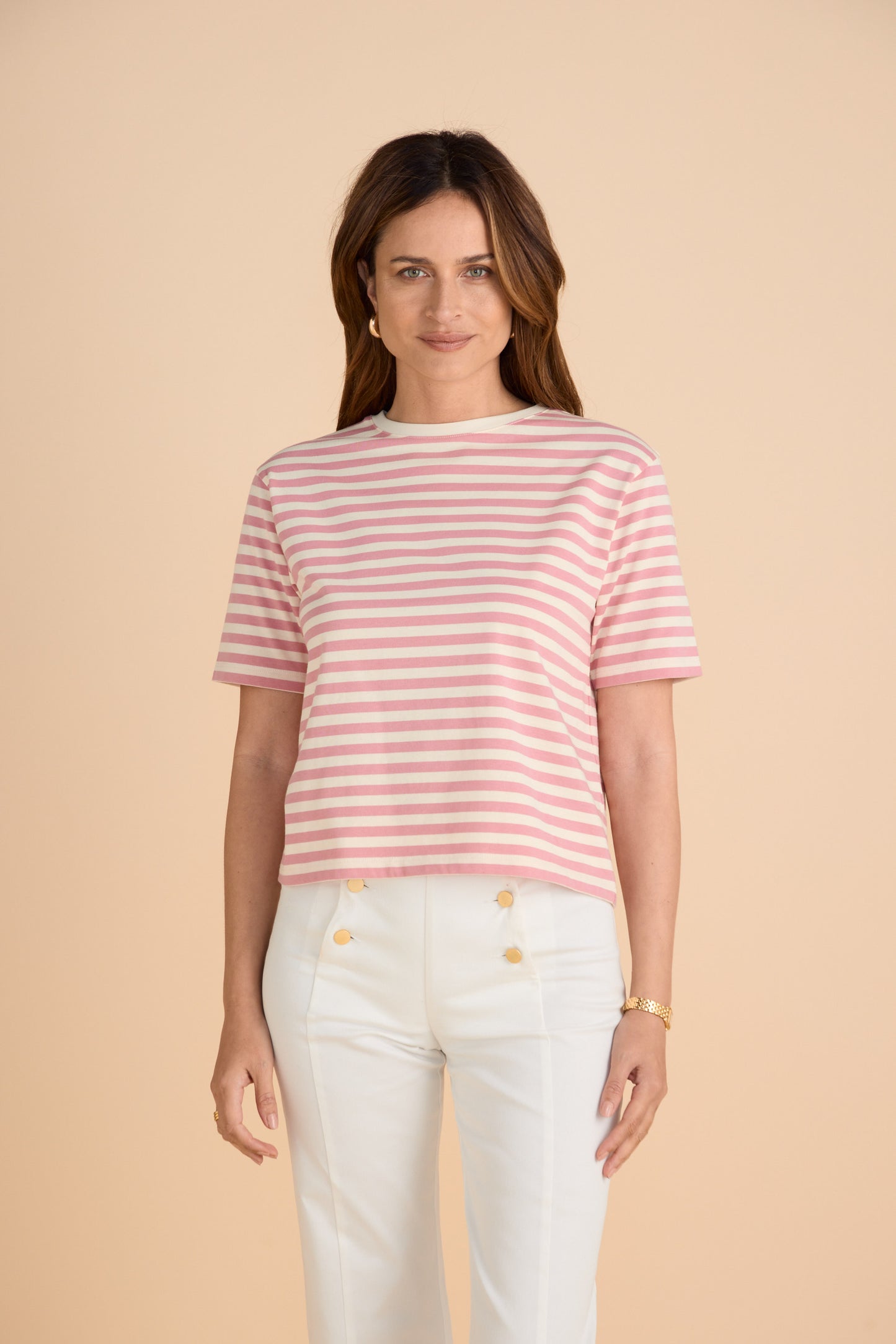 Breton Boxy Pink and Cloud Tee
