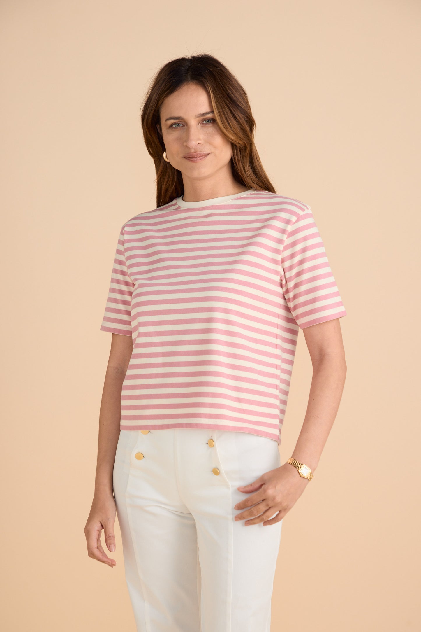 Breton Boxy Pink and Cloud Tee