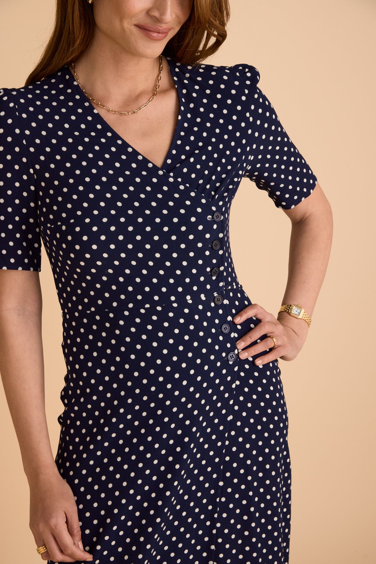 Wrap Dress Navy Polka Dot