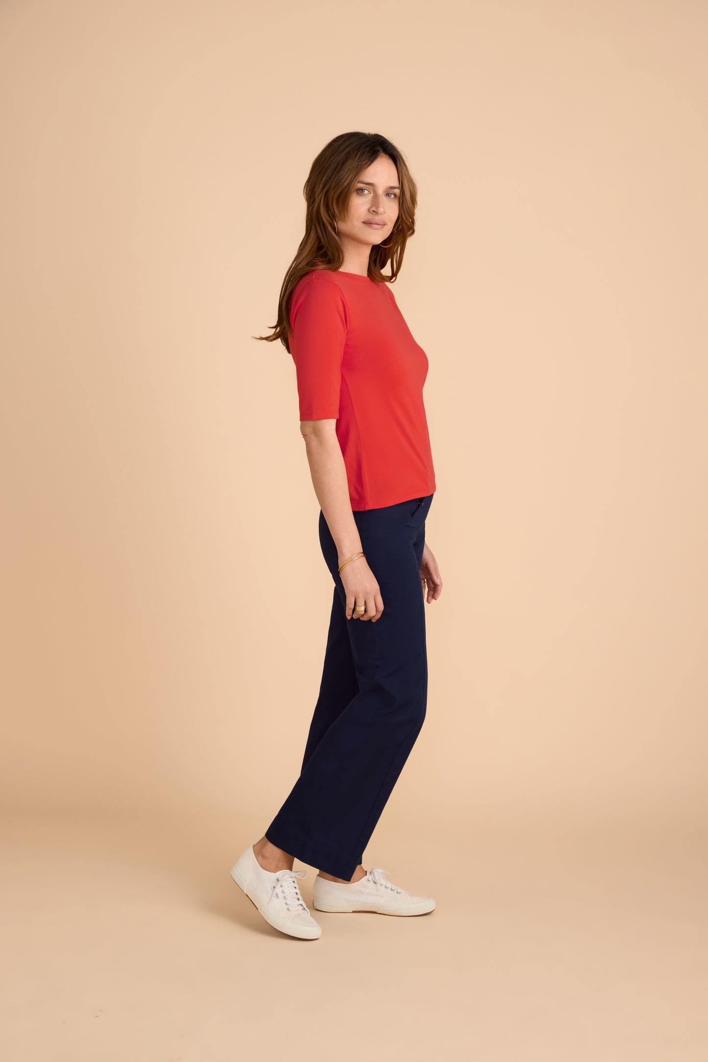 The Birkin Basic RED Tee Boat Neck PREORDER MID AUGUST